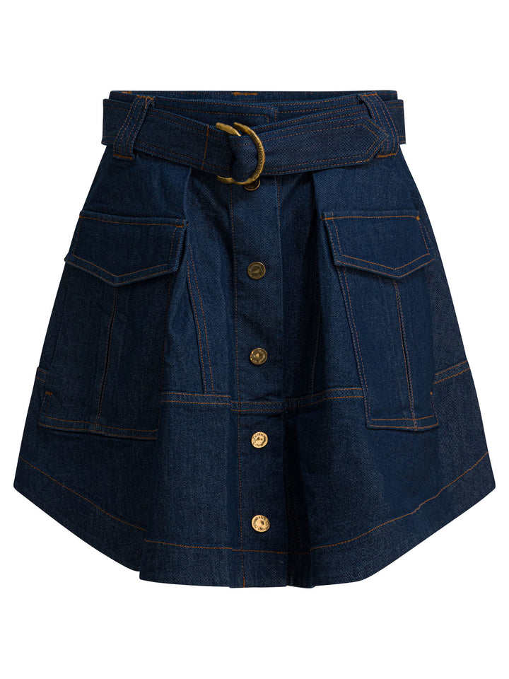 Zimmermann Denim Skirt With Belt Skirts - Blue | ebaa605cbf7757477ec134a38e87569b305e41c2