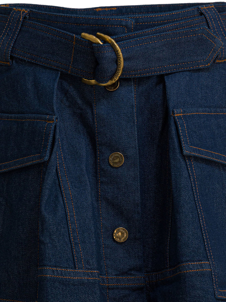 Zimmermann Denim Skirt With Belt Skirts - Blue | 58ccae1ca9a1c1aa5a7216ad7935b37a35449923