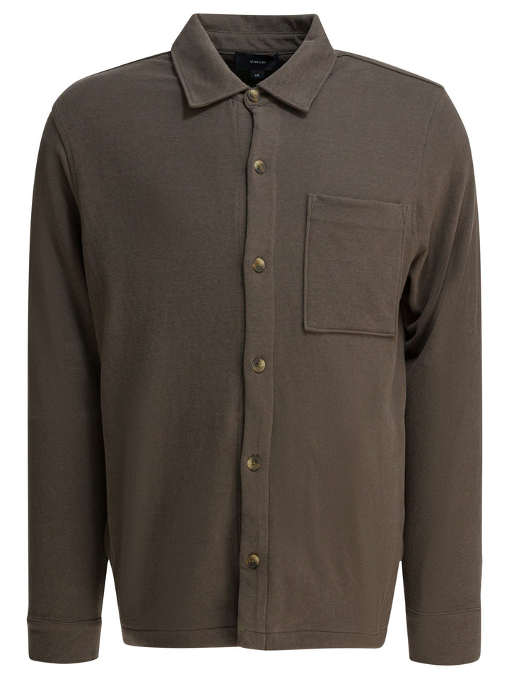 Vince Cotton Suede Overshirt Jacket Jackets and Coats - Brown | 1002743ff9782211d71045fb8444831b5e2a9996