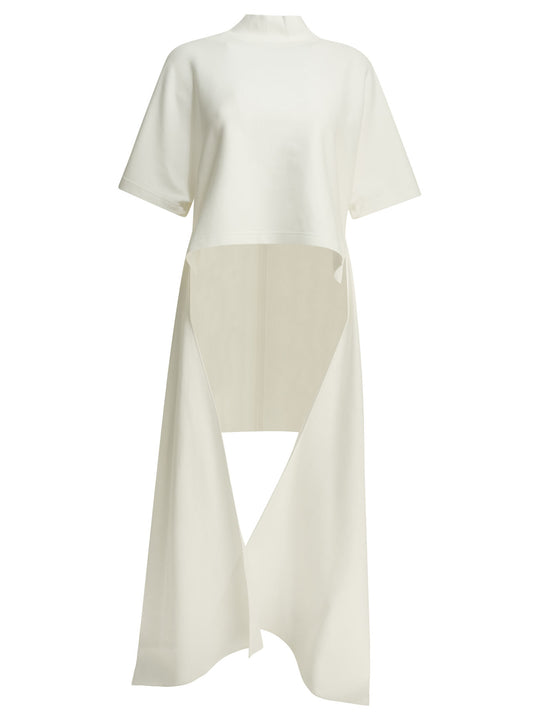 Asymmetrical Mock Neck T-Shirt T-Shirts White