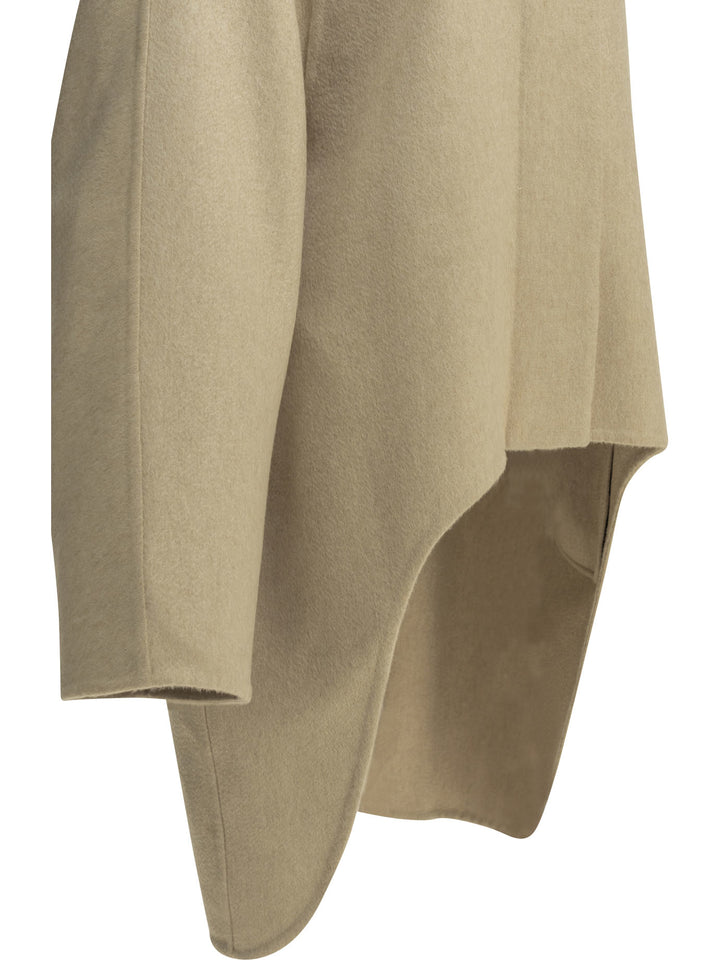 AlaïA Long Asymmetrical Cashmere Coat Jackets and Coats - Beige | d1d5cc65421f0796dd022a9ebbf96a9a35286ee6