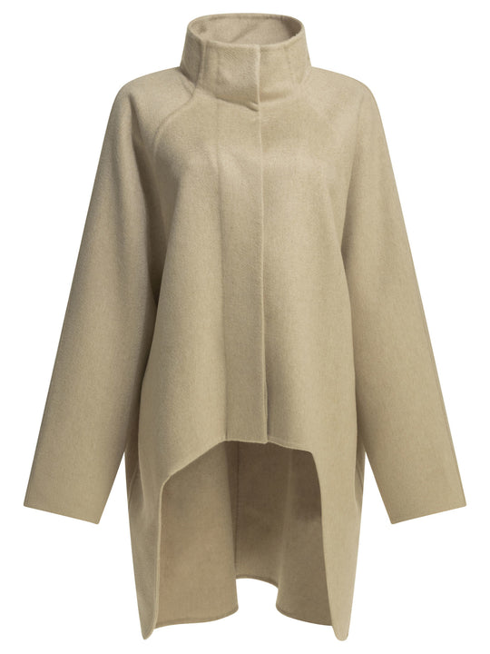 Long Asymmetrical Cashmere Coat Jackets And Coats Beige