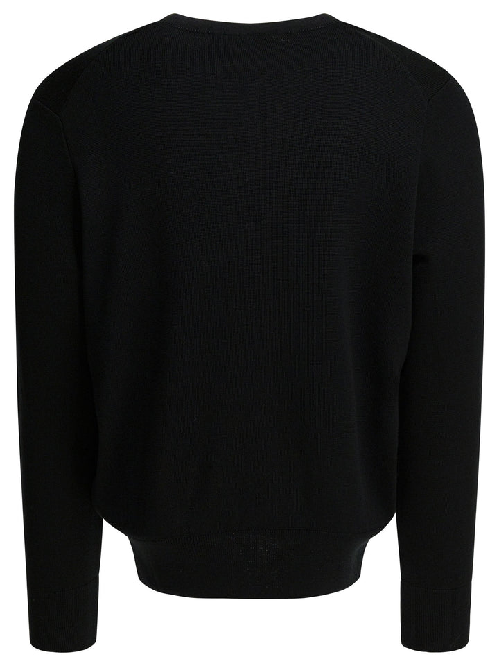 Ami Paris Wool Crewneck Sweater Knitwear - Black | 82aba308588c5709c4dfbf8dd6b872fac974e371