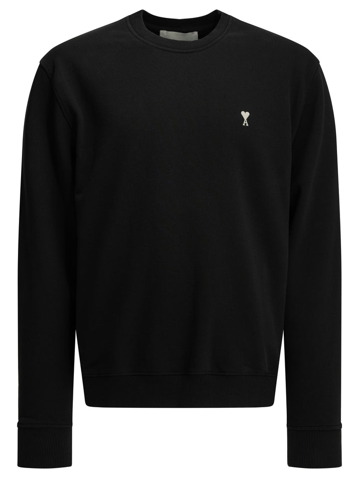 Ami Paris Ami De Coeur Sweatshirts - Black | 793ac4b00e98f60397716be214b81471dad380e0