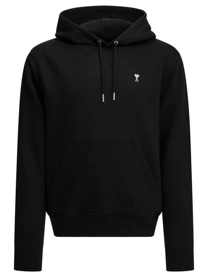 Ami Paris Hoodie With Logo Sweatshirts - Black | 7b3e3c022f3f16d34fb37f354b670b17fa7da80e