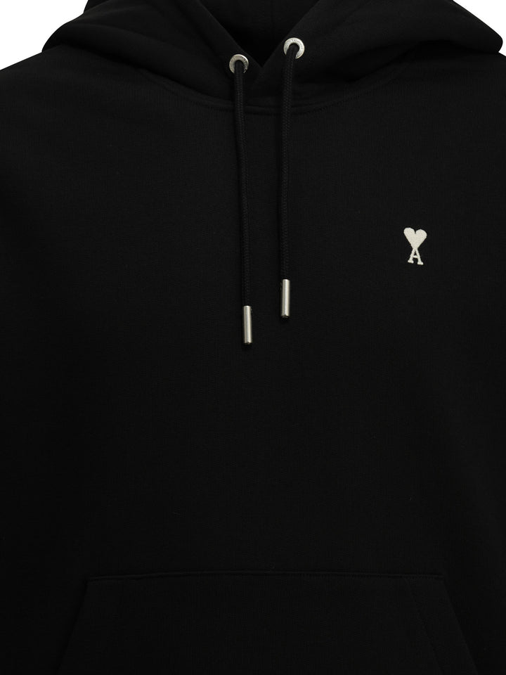Ami Paris Hoodie With Logo Sweatshirts - Black | f741618e15efee1cd7a1fb03729c56aa206d5822