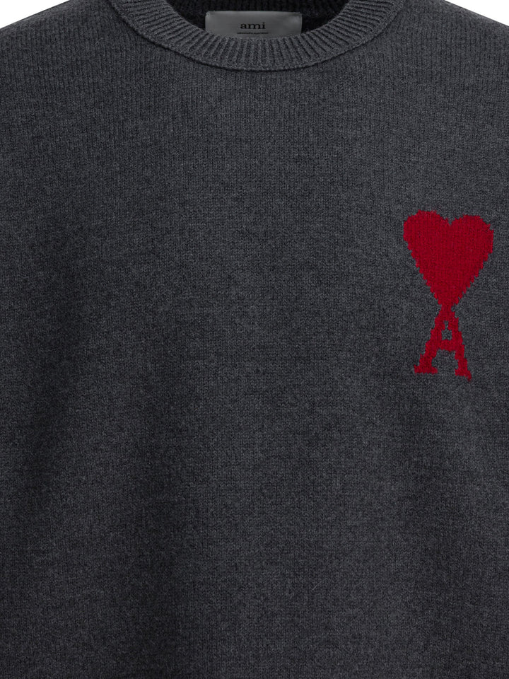Ami Paris Ami De Coeur Knitwear - Grey | 7ffb8f8b67b81101824c1bdfeb43dacf67c7c1a7