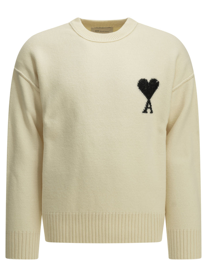 Ami Paris Ami De Coeur Knitwear - White | 83b7fa4a49c7fe32ddc65c847f2be0a24f21f3fb