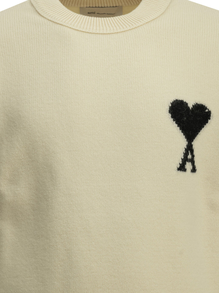 Ami Paris Ami De Coeur Knitwear - White | 53aa1652b849b2fe1096fcf2a02375a937018844