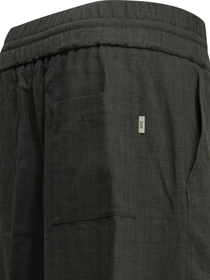 Ami Paris Casual Wool Pants Trousers - Grey | 1180a105a42d13cb3751bcd2309dfc6e75b3560c