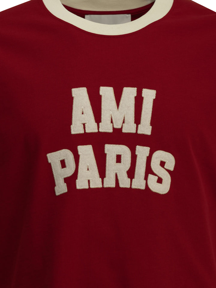 Ami Paris Crewneck T-Shirt With Logo T-shirts - Red | ed2ef64db19f21ecfa14c3f5bd2b637f11591cc5