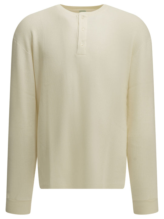Henley T-Shirt With A Honeycomb Pattern T-Shirts White