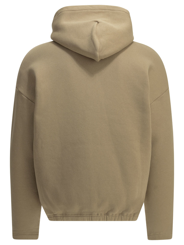 Autry Zip-Up Sweatshirt With Logo Sweatshirts - Beige | 634255bf40368eb00937fb60638da9bf54a972d3