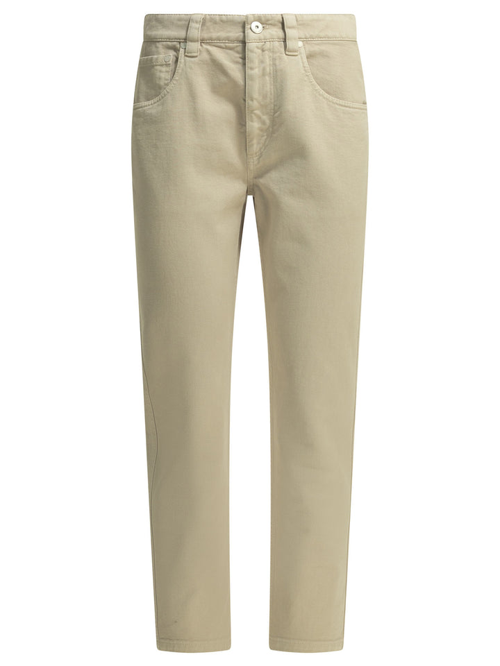 Brunello Cucinelli Straight Shiny Bartck Jeans - Beige | 42714ef2713dceb57c4709c08775da2e10038f8c