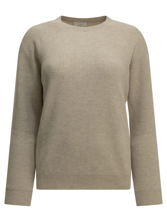 Cashmere Crew-Neck Sweater Knitwear Beige