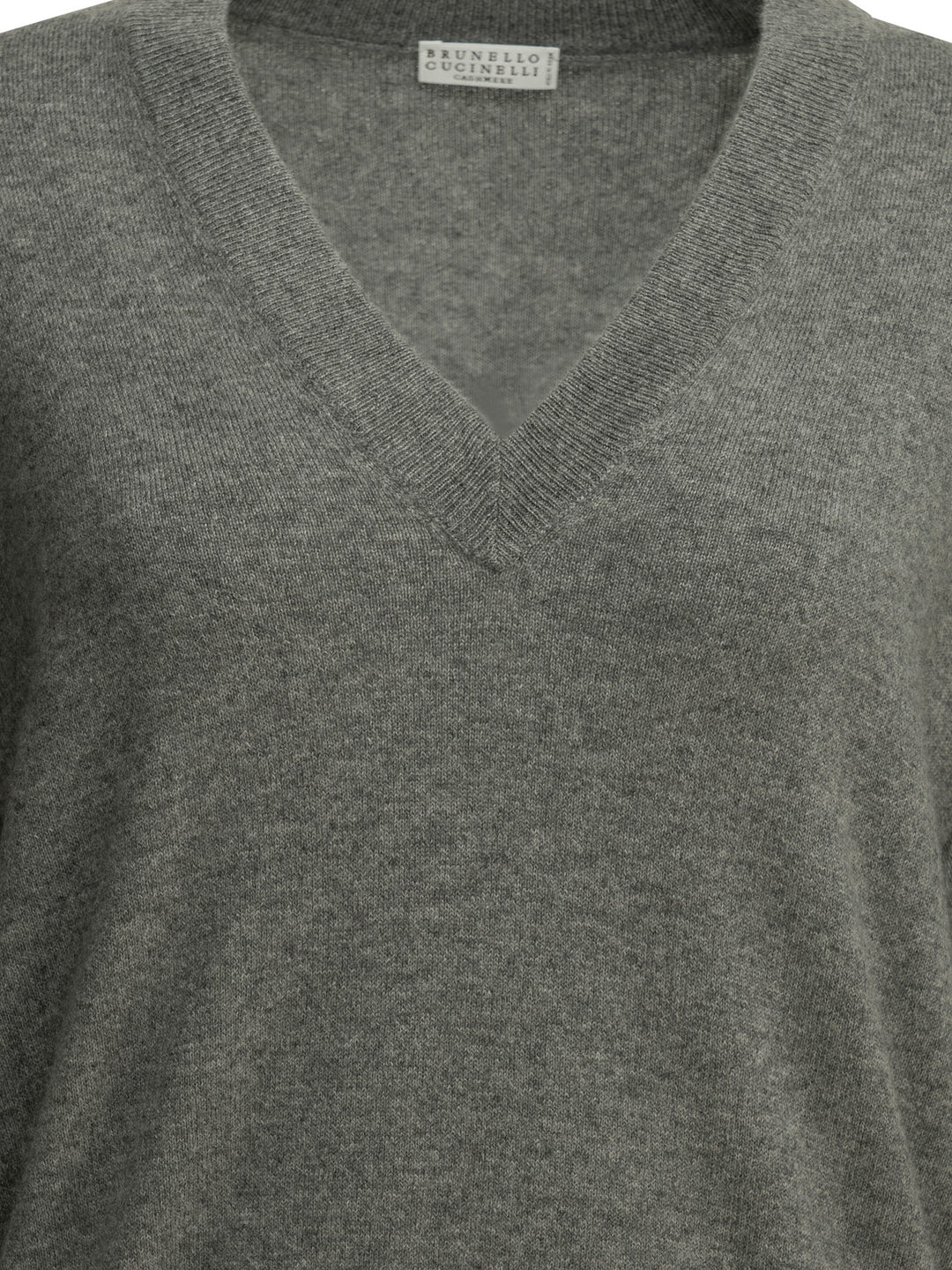 Brunello Cucinelli Cashmere V-Neck Sweater Knitwear - Grey | 3defff503f684144d37b50bbc1de05f9531ff06c