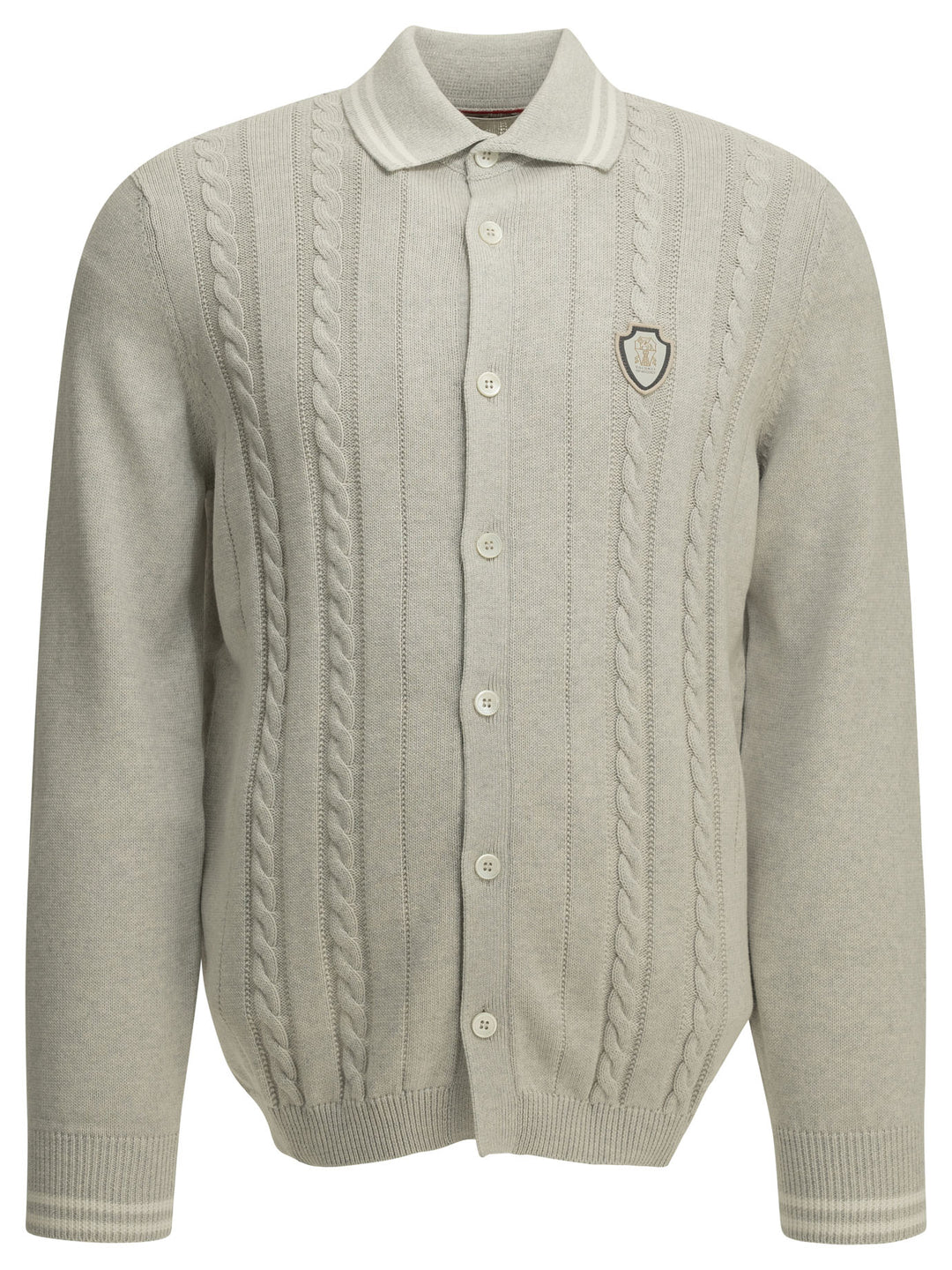 Brunello Cucinelli Cardigan With Logo Knitwear - Grey | 4711e68009e475938cc9d3c19944417800a7c31b