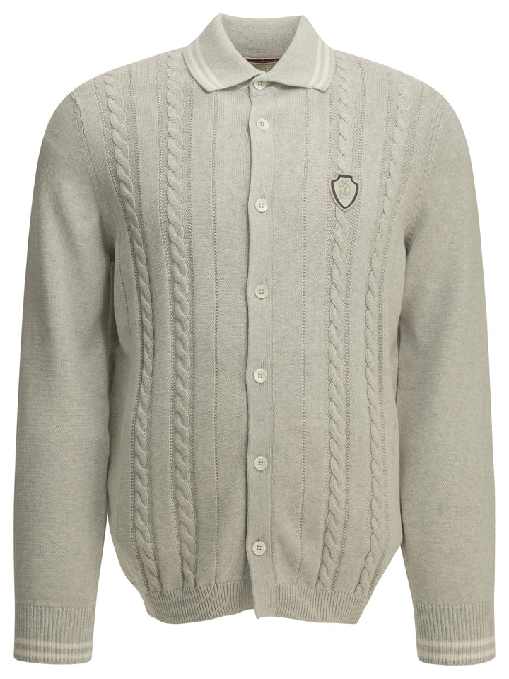 Brunello Cucinelli Cardigan With Logo Knitwear - Grey | 4711e68009e475938cc9d3c19944417800a7c31b