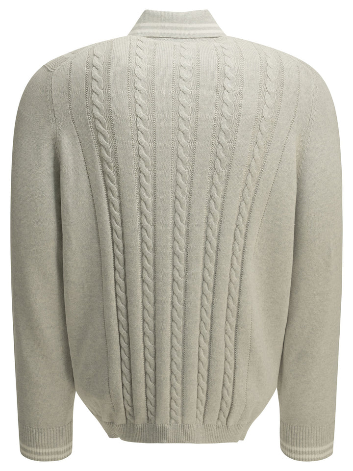 Brunello Cucinelli Cardigan With Logo Knitwear - Grey | 9af3c86d9c9b9a60fa835c3403a9416a409ec0e7