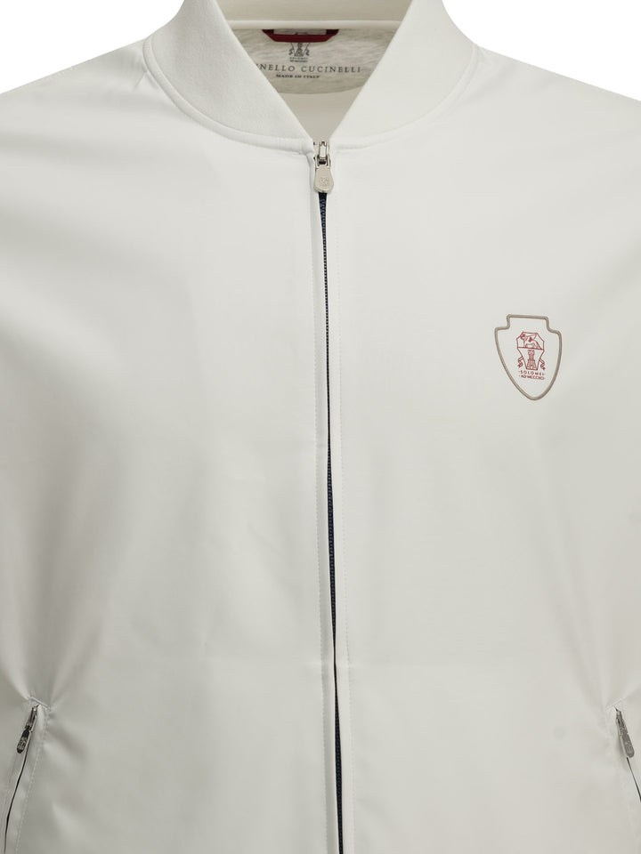 Brunello Cucinelli Zip-Up Sweatshirt With Logo Sweatshirts - White | 55d0f36138376c63579110e3749f55b2901260e4