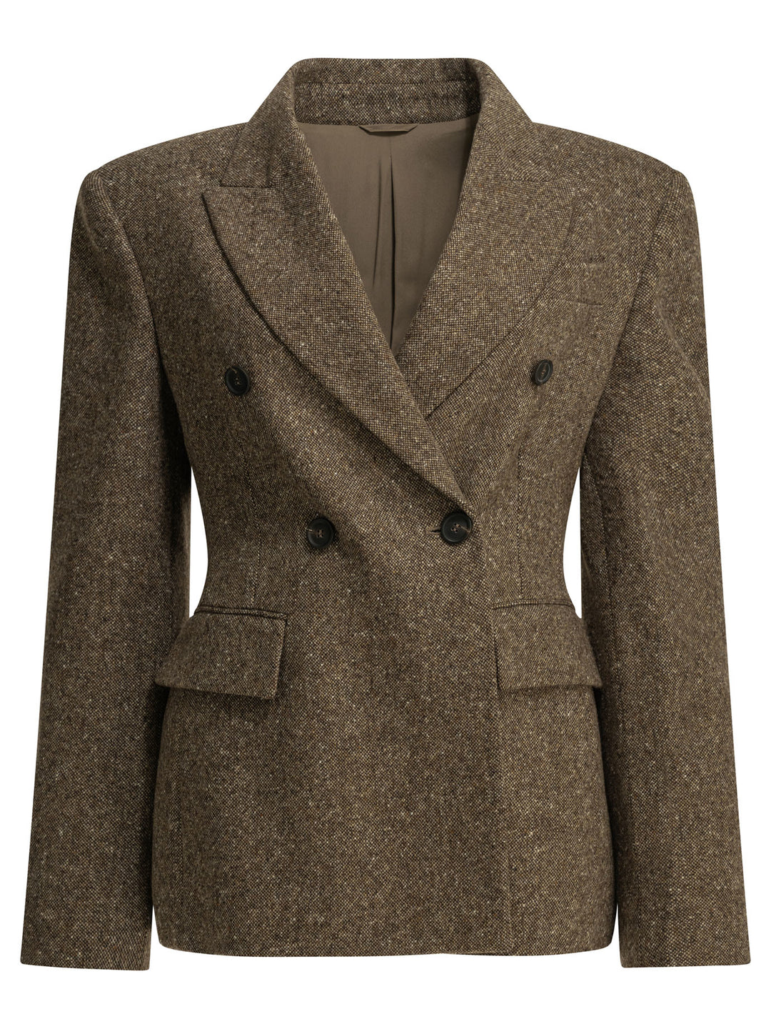 Brunello Cucinelli Double-Breasted Wool Blazer Jackets and Coats - Brown | 84515e09e574d9573c46ba9060f988624e5f47ff