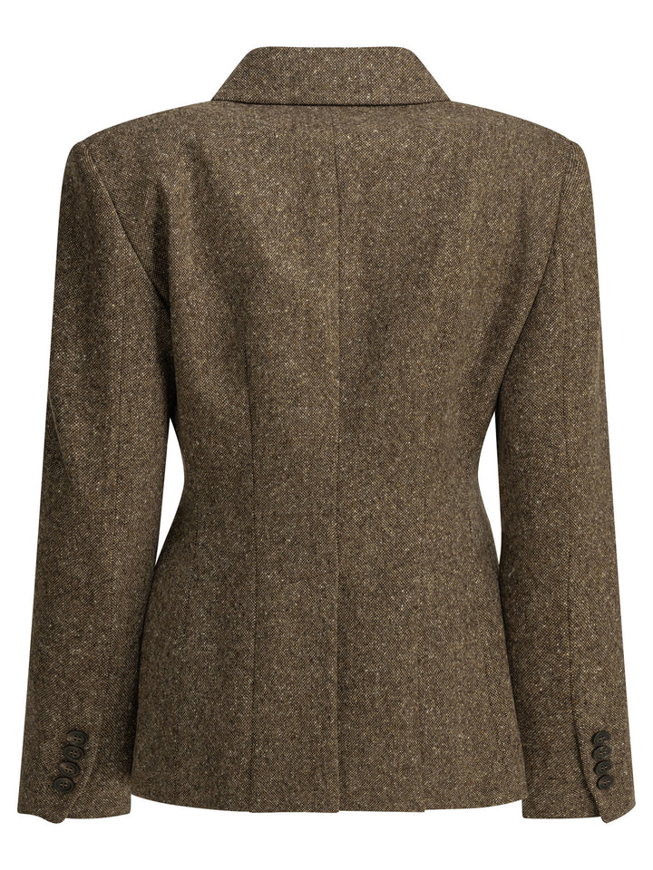 Brunello Cucinelli Double-Breasted Wool Blazer Jackets and Coats - Brown | 9473cbda0012fd3ce32ebbee44ef95a6d34416b3