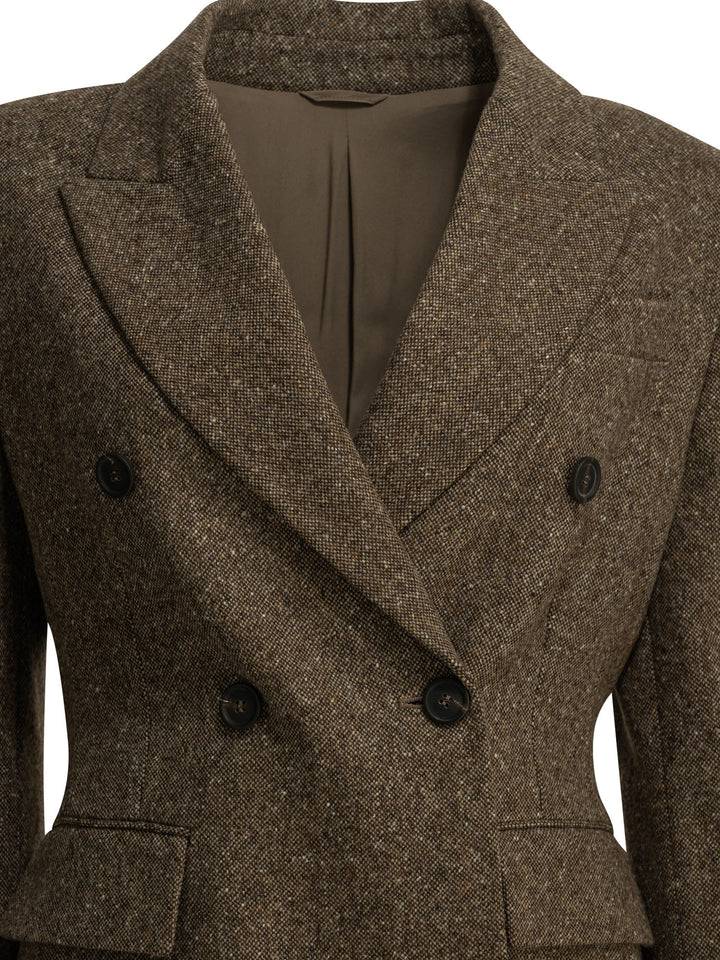 Brunello Cucinelli Double-Breasted Wool Blazer Jackets and Coats - Brown | 2692692cef83c0480ef58bf7ca3f5116e6c4bda4