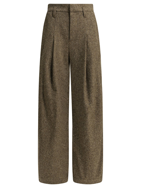 Wool Tailored Pants Trousers Brown