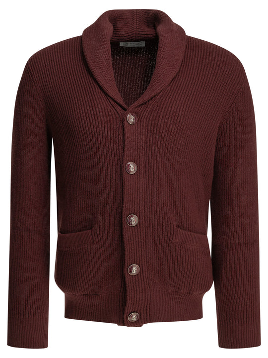 Cotton Cardigan Knitwear Bordeaux