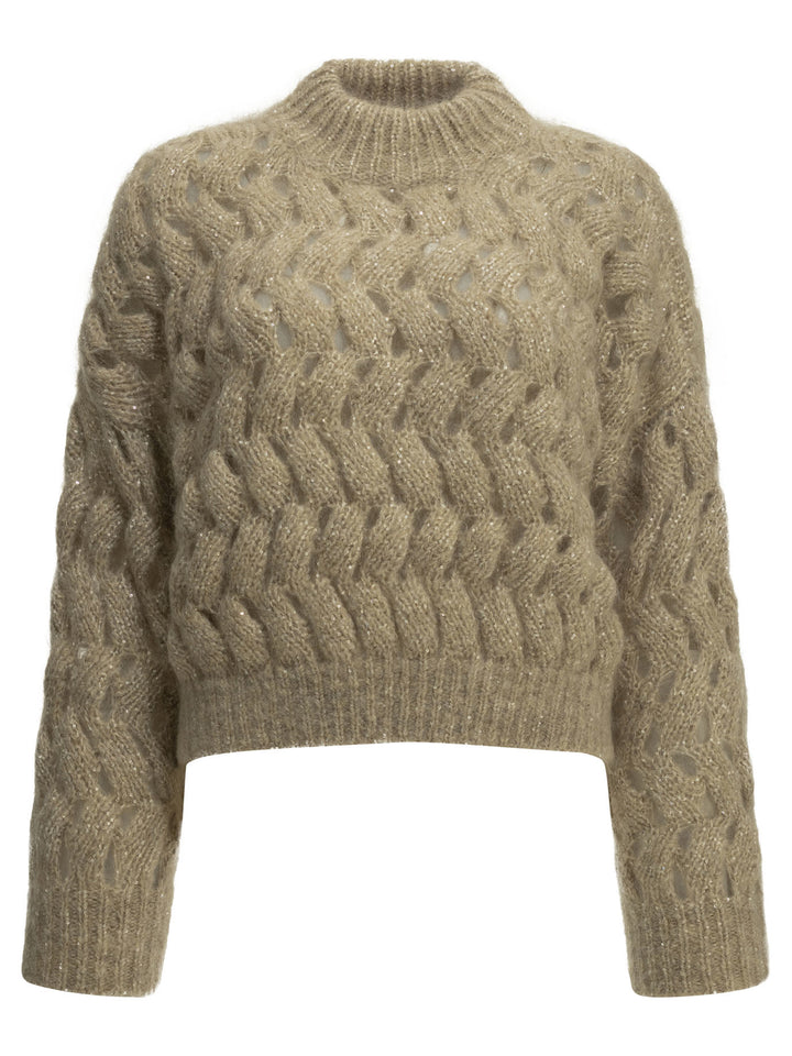 Brunello Cucinelli Dazzling Zigzag Cables Knitwear - Beige | eab8b55a1efdeb12102a8ad111cb18fd81bc3331