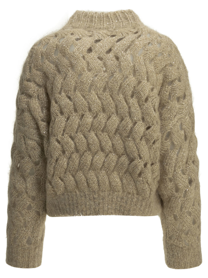 Brunello Cucinelli Dazzling Zigzag Cables Knitwear - Beige | 447f67791b2aa258b819c4203e3fc56cdd5e02e6