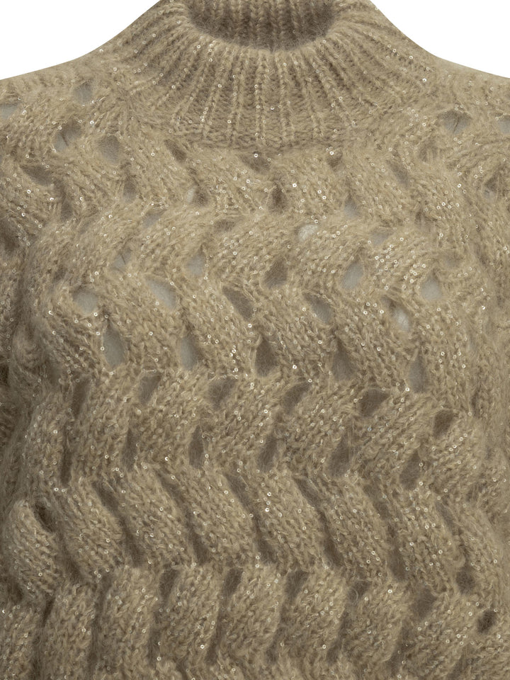 Brunello Cucinelli Dazzling Zigzag Cables Knitwear - Beige | 82135e21ae179156e7bdb22c25f22950ba537e6c