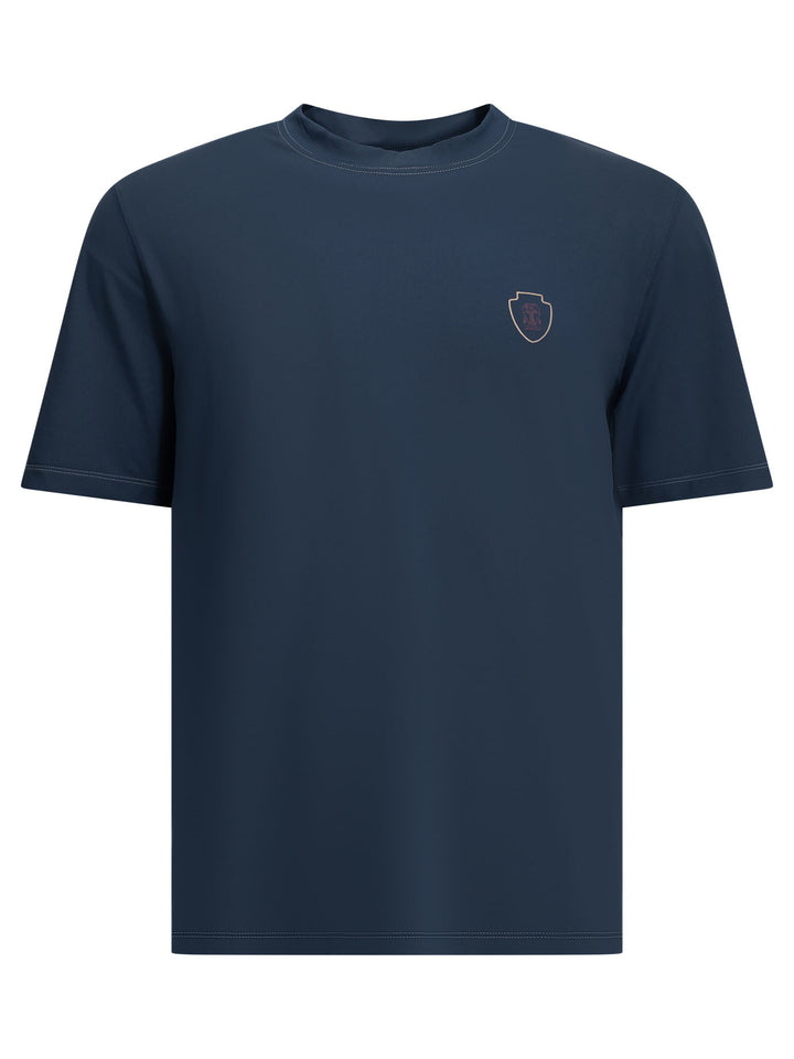 Brunello Cucinelli Crewneck T-Shirt With Logo T-shirts - Blue | 5645857924091276ea5a9ccb8034fe75f8558a7b