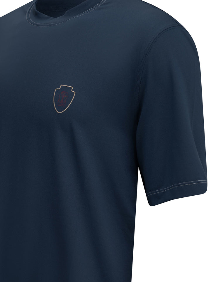 Brunello Cucinelli Crewneck T-Shirt With Logo T-shirts - Blue | 8b9efb6b3f806647b456407b03f009ba626e47e5
