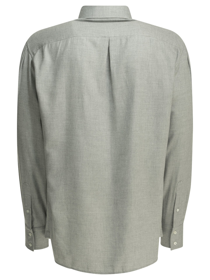 Brunello Cucinelli Casual Cotton Flannel Shirt Shirts - Grey | 13afb51a70b7c646f28bdfd0eb82849dfa2afbbf