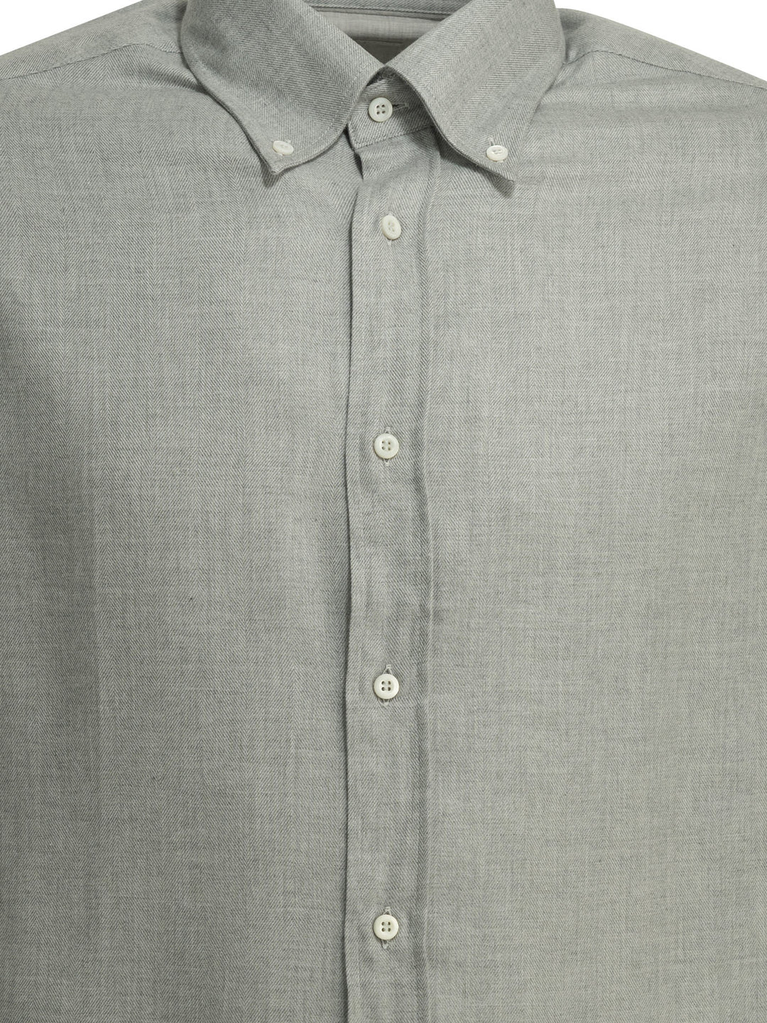 Brunello Cucinelli Casual Cotton Flannel Shirt Shirts - Grey | 757b6c7885d8db99a759a3520f15693db70a563b