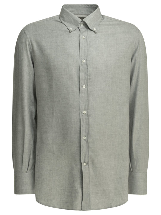 Casual Cotton Flannel Shirt Shirts Grey