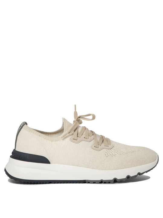 Low-Top Cotton Knit Sneakers Sneakers & Slip-On Beige