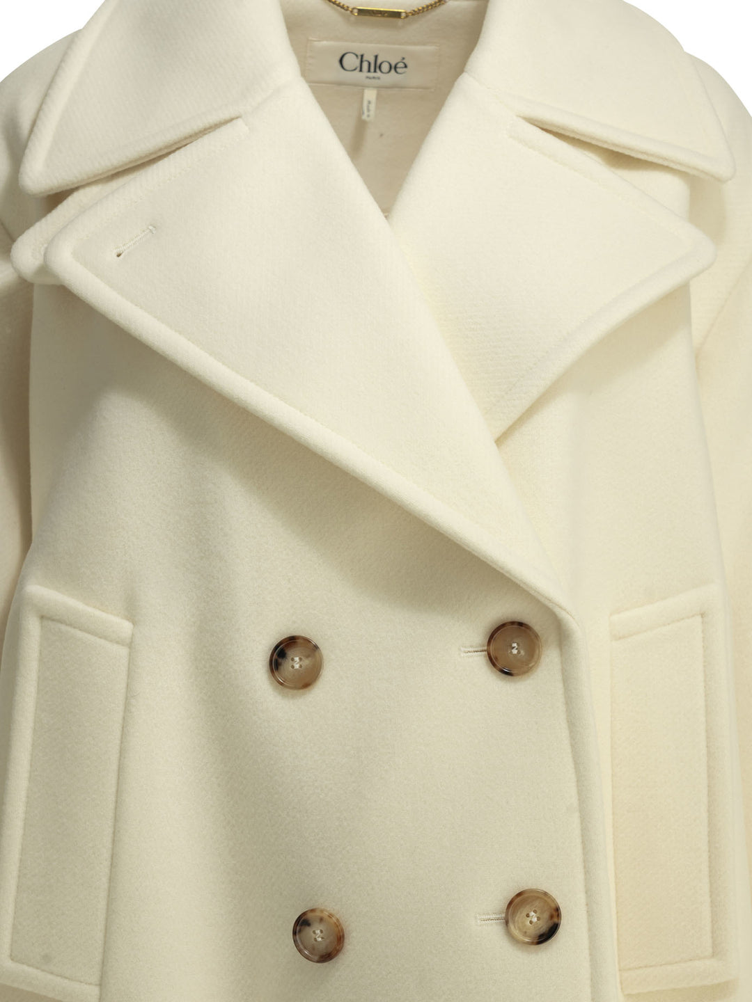Chloé Short Wool Coat Jackets and Coats - White | ca9ec54f63b6505d09ad85b5dd3efd02e7358f20