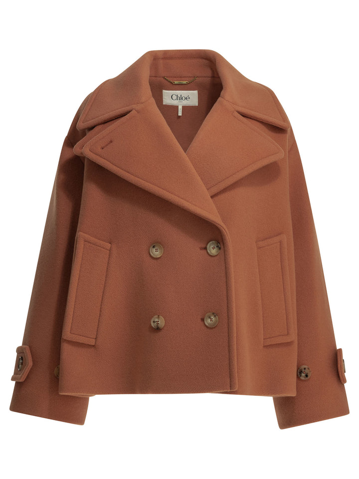 Chloé Short Wool Coat Jackets and Coats - Pink | c19323f74eaf2f0ed44e1948072eae9f2723fbec