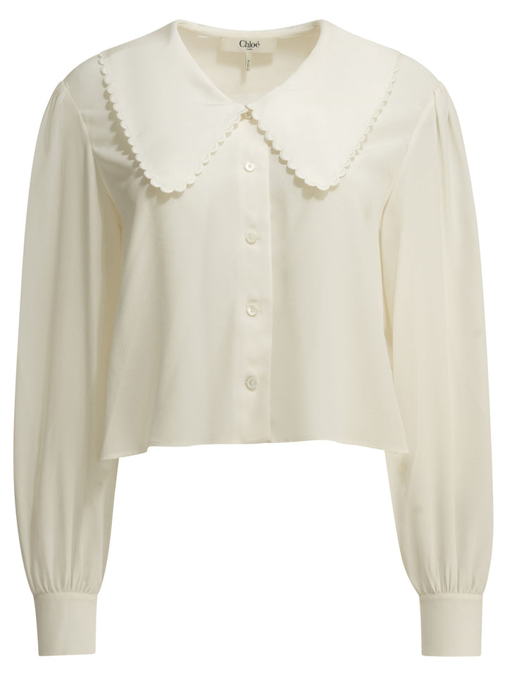 Chloé Casual Silk Shirt Shirts - White | e1961fbe5e1acecaf71e0c55a9356926da3ed997