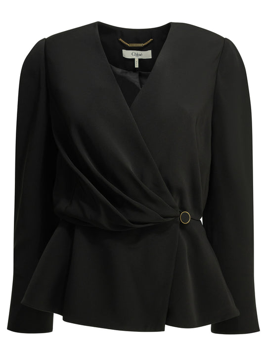 Casual Draped Top Tops Black