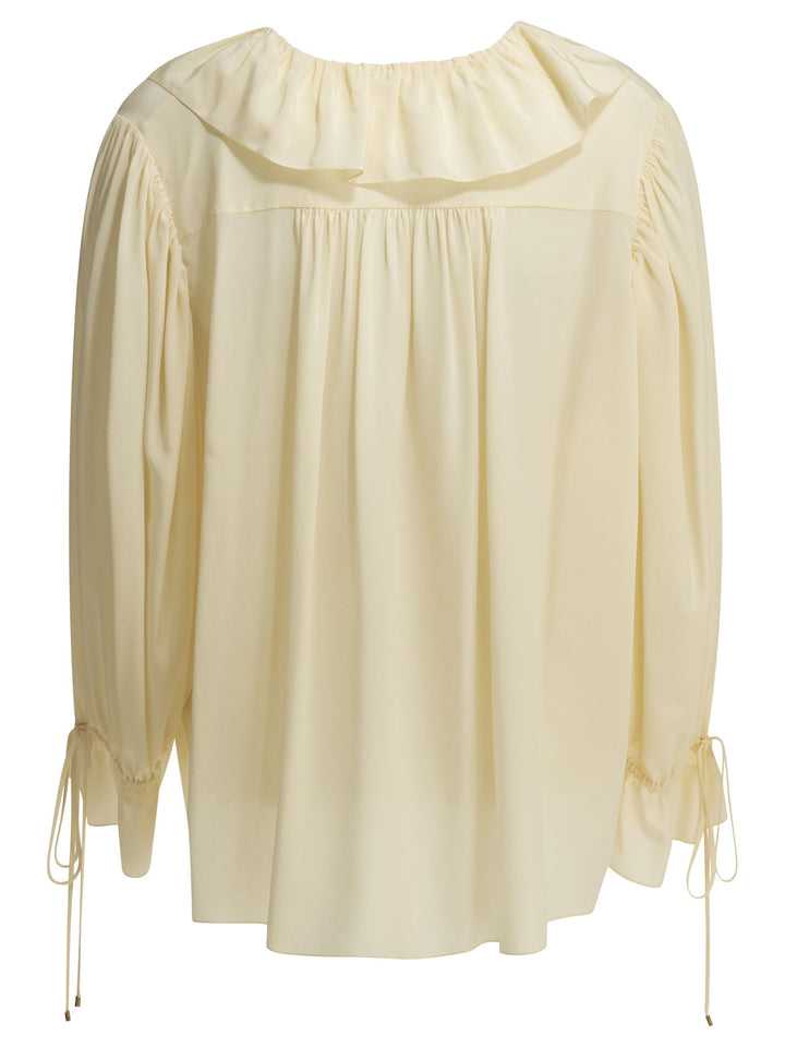 Chloé Silk Blouse With Ruffles Shirts - White | 8624fbc8c94c113da2e807801b905aad1869bfa1