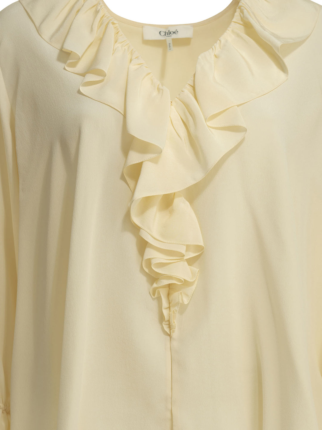 Chloé Silk Blouse With Ruffles Shirts - White | f3149c8a6405e8344abd95fef11563dc4420b1e6