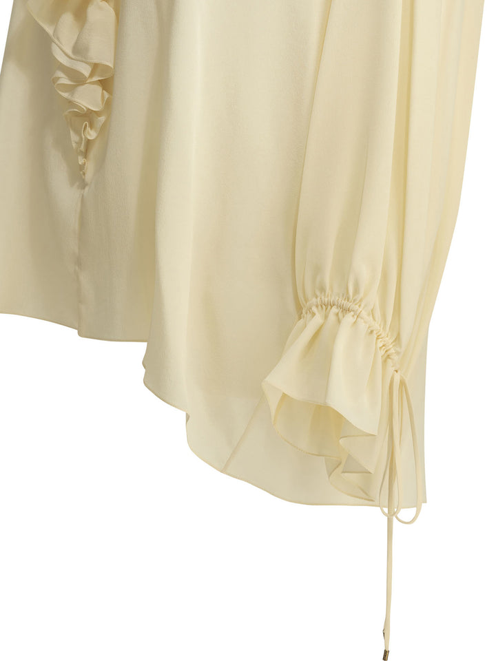 Chloé Silk Blouse With Ruffles Shirts - White | 30cb3fbb1e8d6e53078914a7968386c896d9e4ba