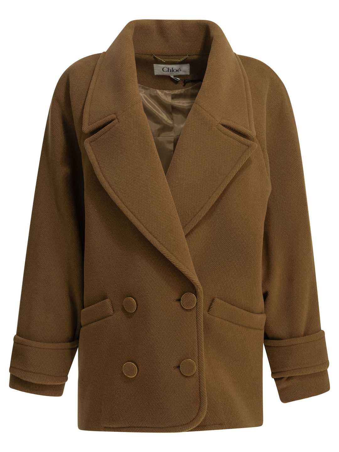 Chloé Short Wool Coat Jackets and Coats - Brown | 30957bfafba34d28482377431722580fd7046ad2