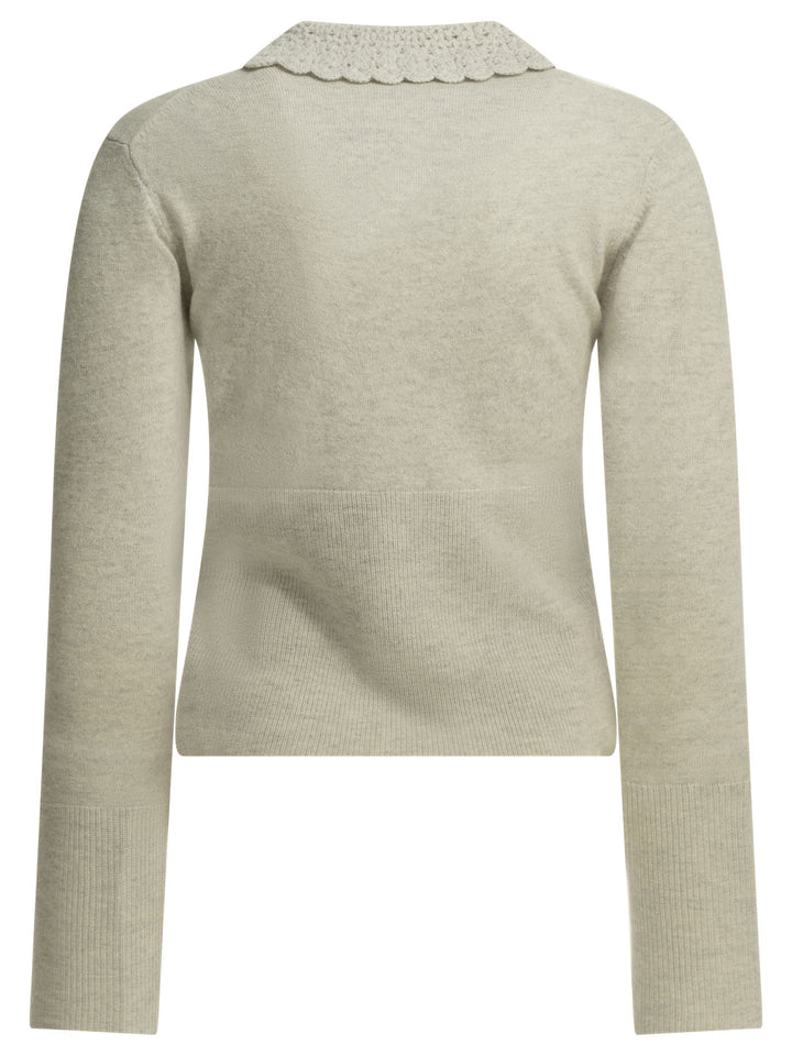 Chloé Polo Sweater With Logo Knitwear - Grey | 4af7d2de746bca285a9030ab7e5b116b1ac2b72e