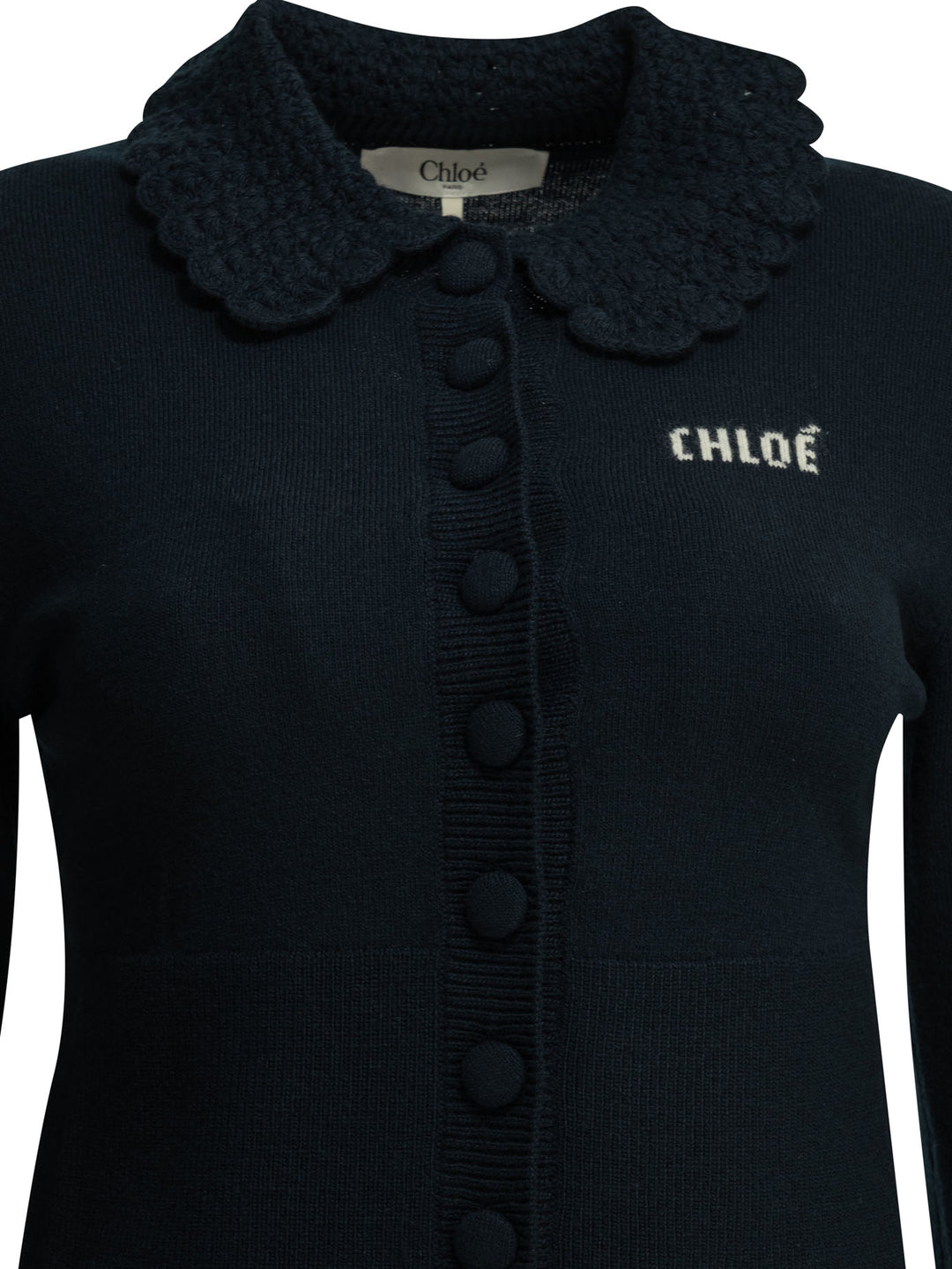 Chloé Polo Sweater With Logo Knitwear - Blue | 5465108578b6a6ee4f052a6a96a544b959632602