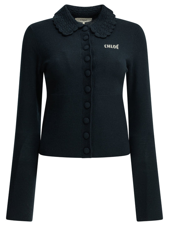 Polo Sweater With Logo Knitwear Blue