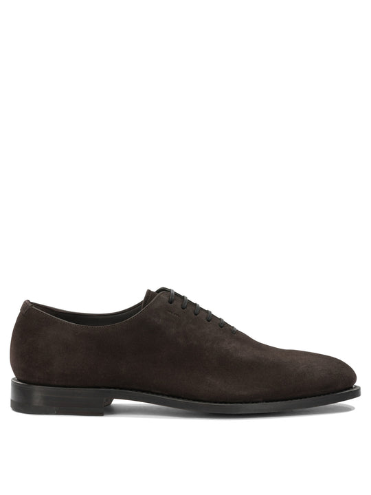 Suede Leather Oxford Lace-Up Shoes Brown